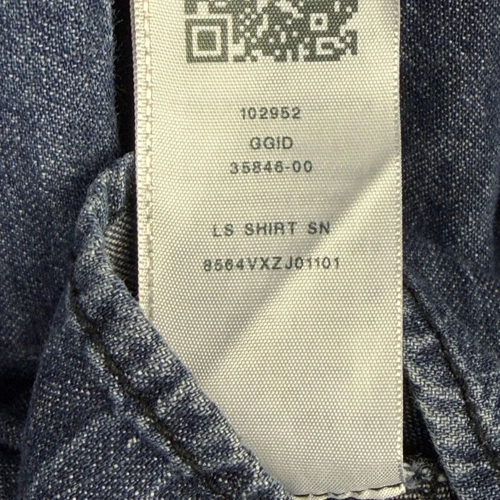 True Religion Western Denim Jean Pearl Snap Shirt Mens M Cotton Blue Great Fade
